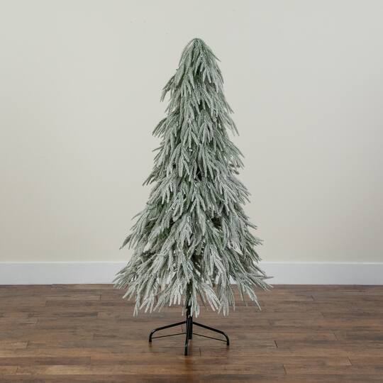 Nearly Natural 5ft. Pre-Lit Artificial Flocked Down Swept Christmas Tree, Warm White LED Lights